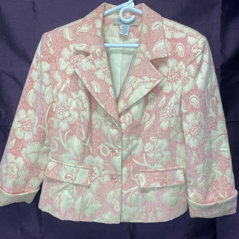 Harve Benard Petite 14P Pink Floral Blazer Jacket Cottagecore Spring Easter Prep